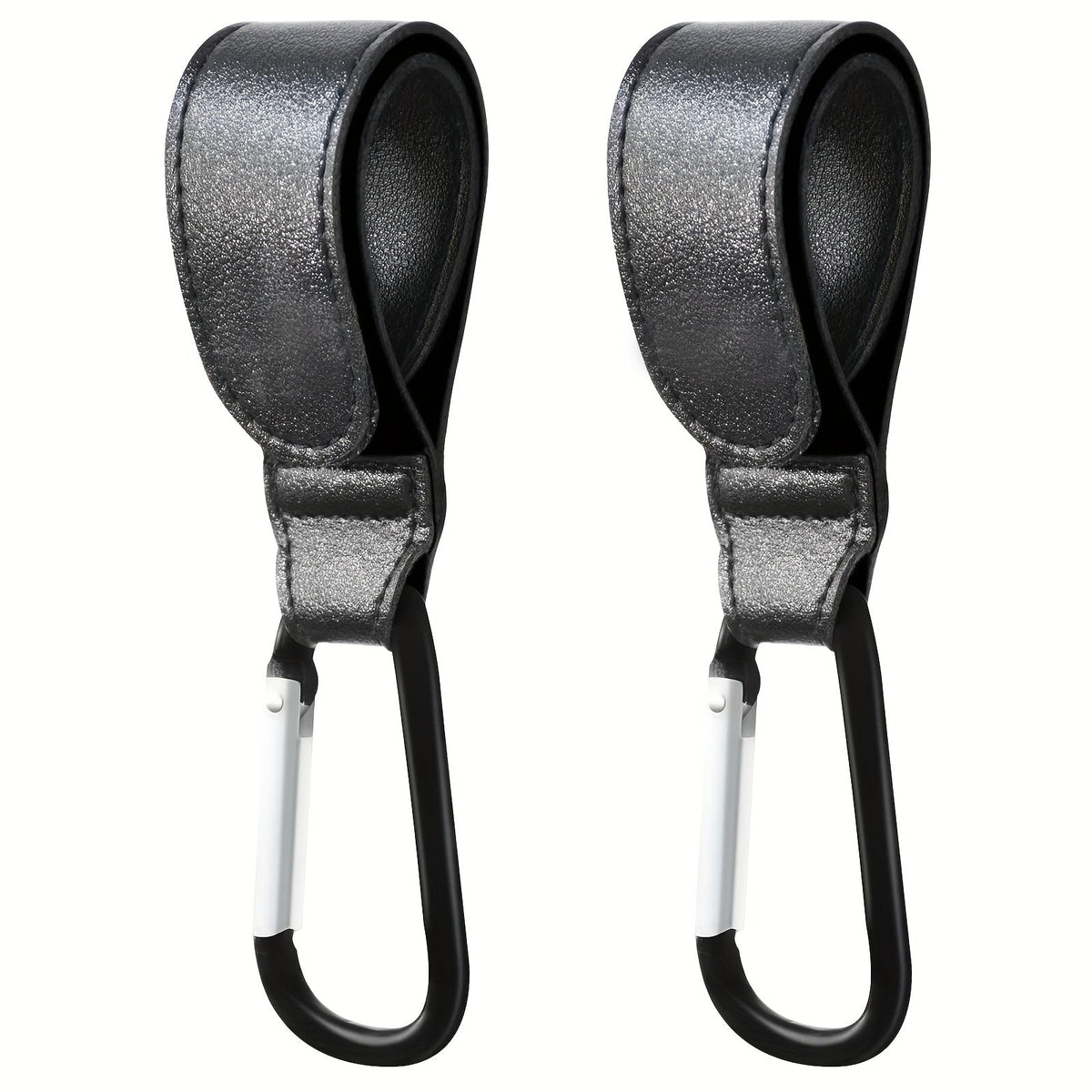 Faux Leather Stroller Hooks – Durable Multipurpose Stroller Hangers, Sleek Black Stroller Accessories, Ideal Gift for Moms