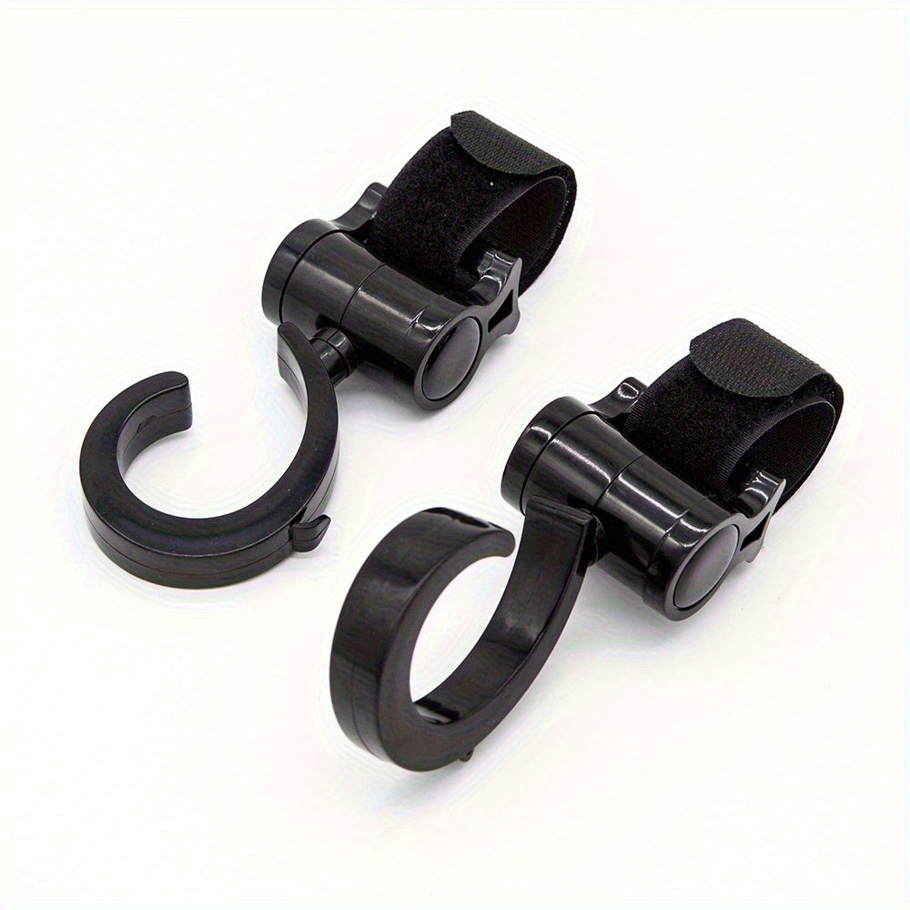 2-Pack 360° Rotating Stroller Hooks – Universal Pram Bag Hangers, Polycarbonate (PC)