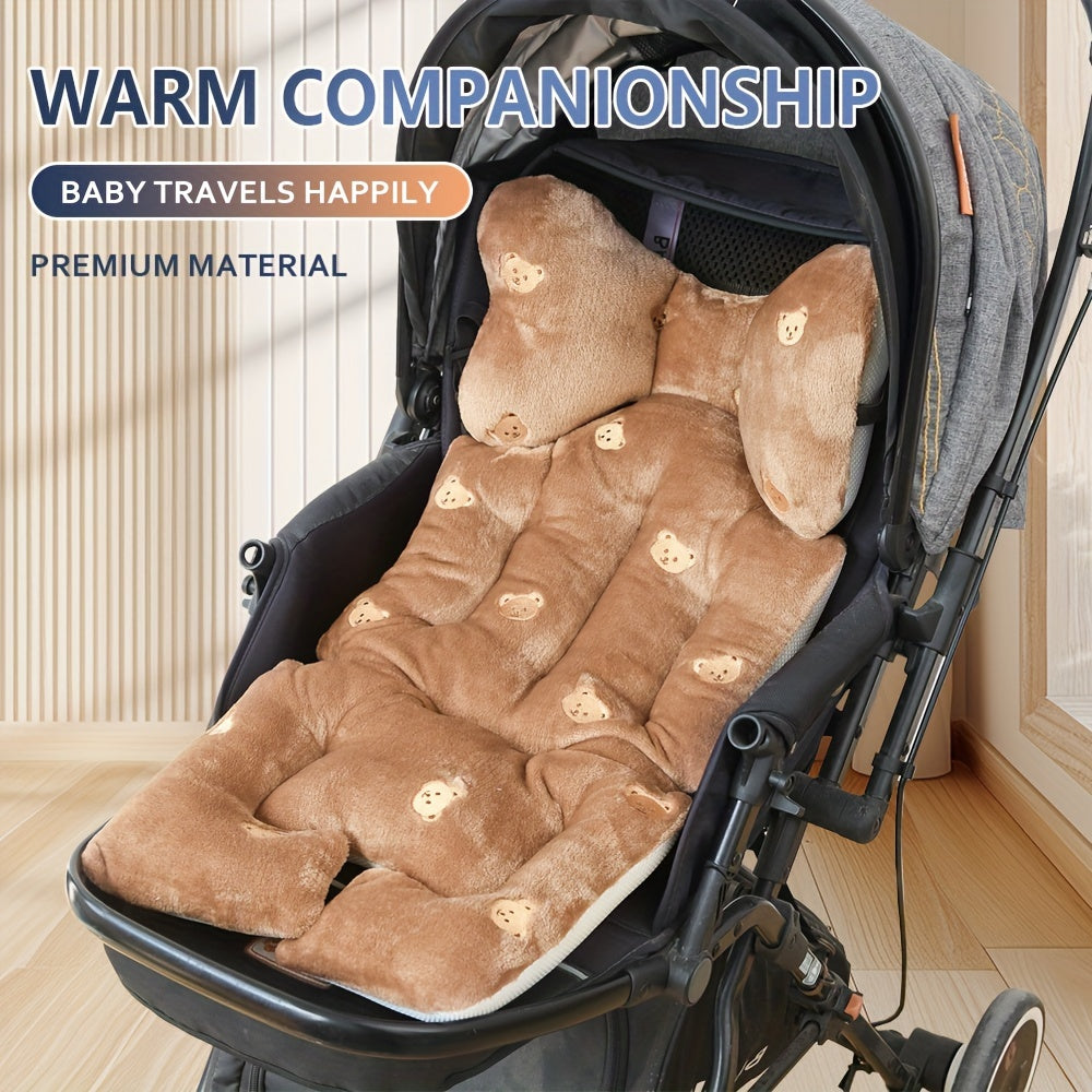 Plush Stroller Seat Liner for Babies – Ultra-Soft Fleece Pram Cushion, All-Season Universal Fit, Beige