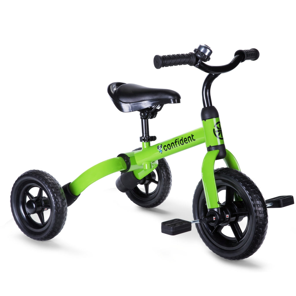 3-in-1 Toddler Tricycle & Balance Bike for Ages 2+ — Foldable Ride-On with Detachable Pedals, Training Wheels & U-Brake, Green