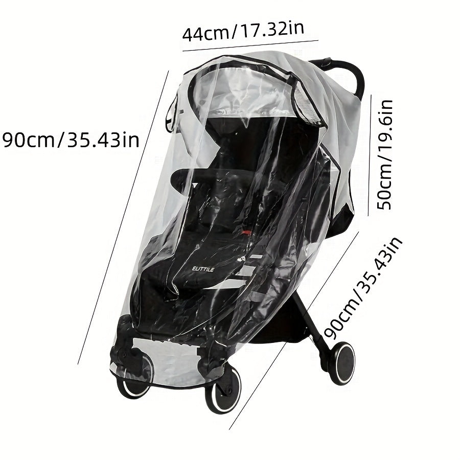 Universal Stroller Rain Cover – Clear Waterproof Weather Shield with Ventilation Mesh, Dustproof & Snowproof Stroller Accessory for Babies 0–3 Years