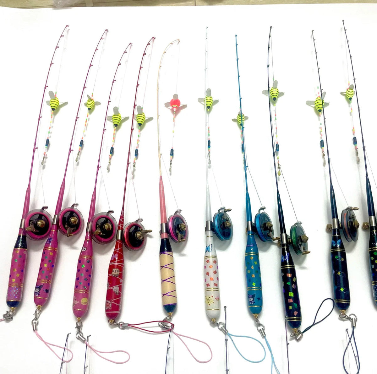 Handmade 38 cm Micro Fishing Rod with Mini Reel