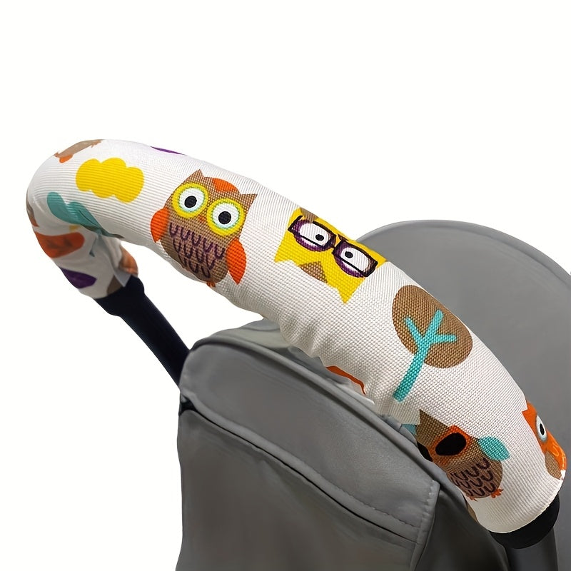Cute Owl Stroller Handle Cover – 1-Pack Polyester Handle Protector, Scratch-Resistant & Hand Washable for Strollers, Prams & Carriages