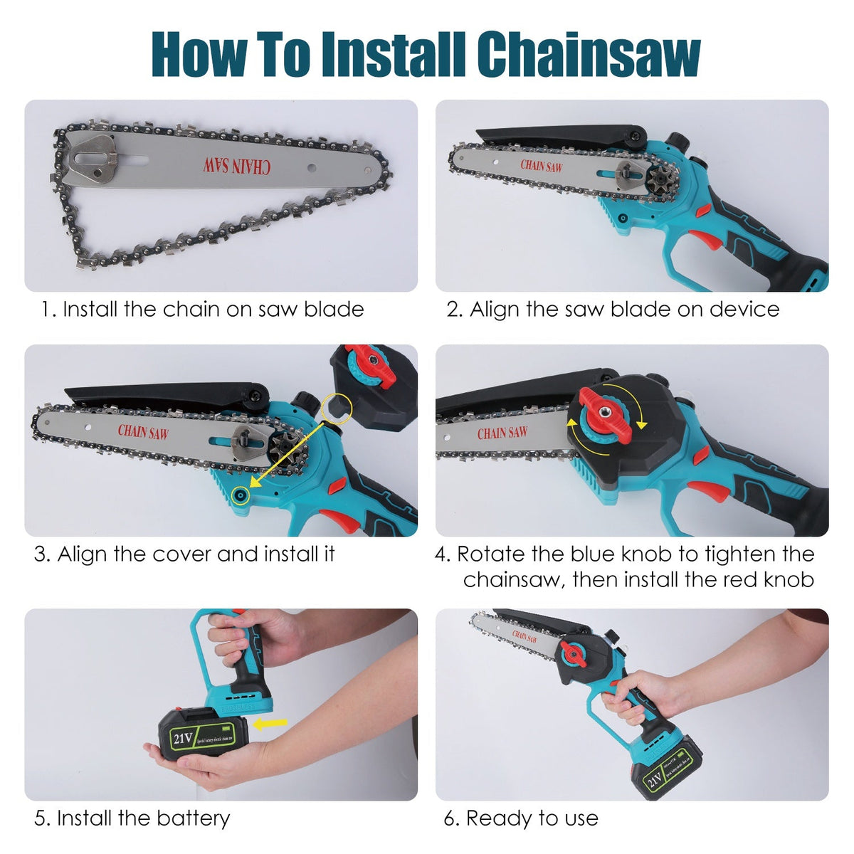 2-in-1 Cordless Pole & Mini Chainsaw, 21V 6" Brushless with Extension Pole & Auto Oiler