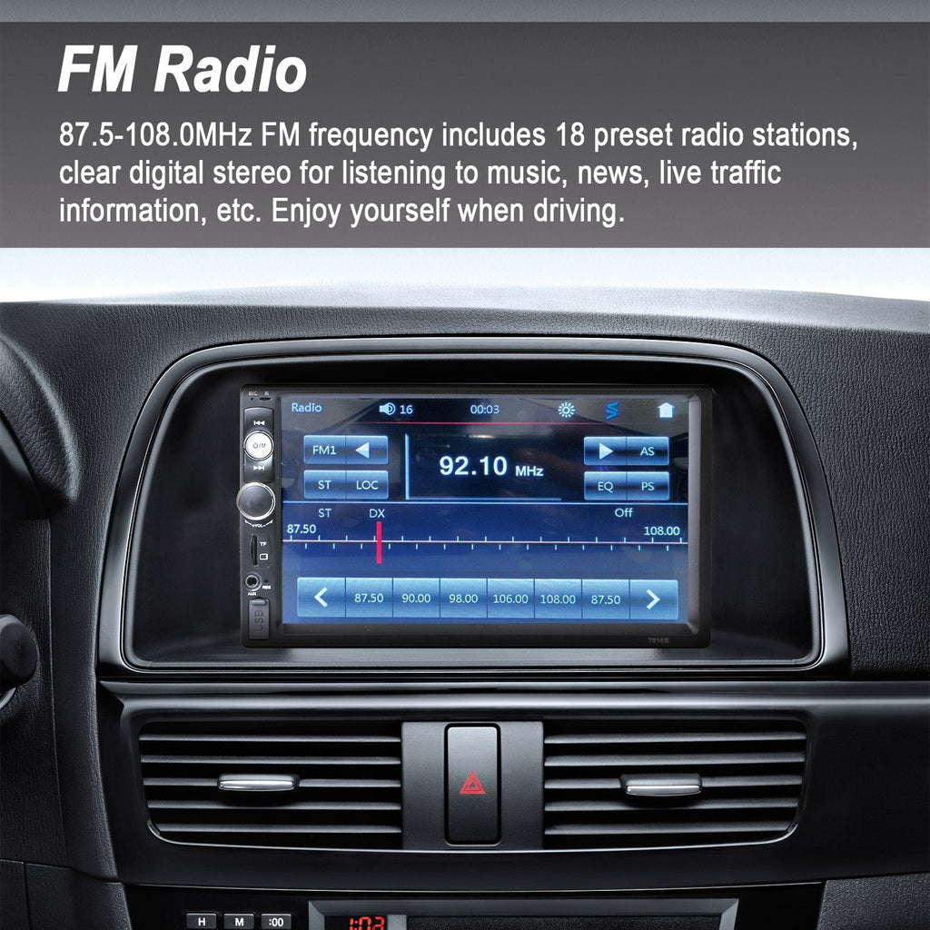 7-Inch Touchscreen Car Stereo with Bluetooth & Backup Camera
