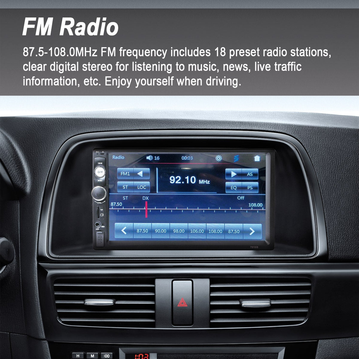 7-Inch Touchscreen Car Stereo with Bluetooth & Backup Camera