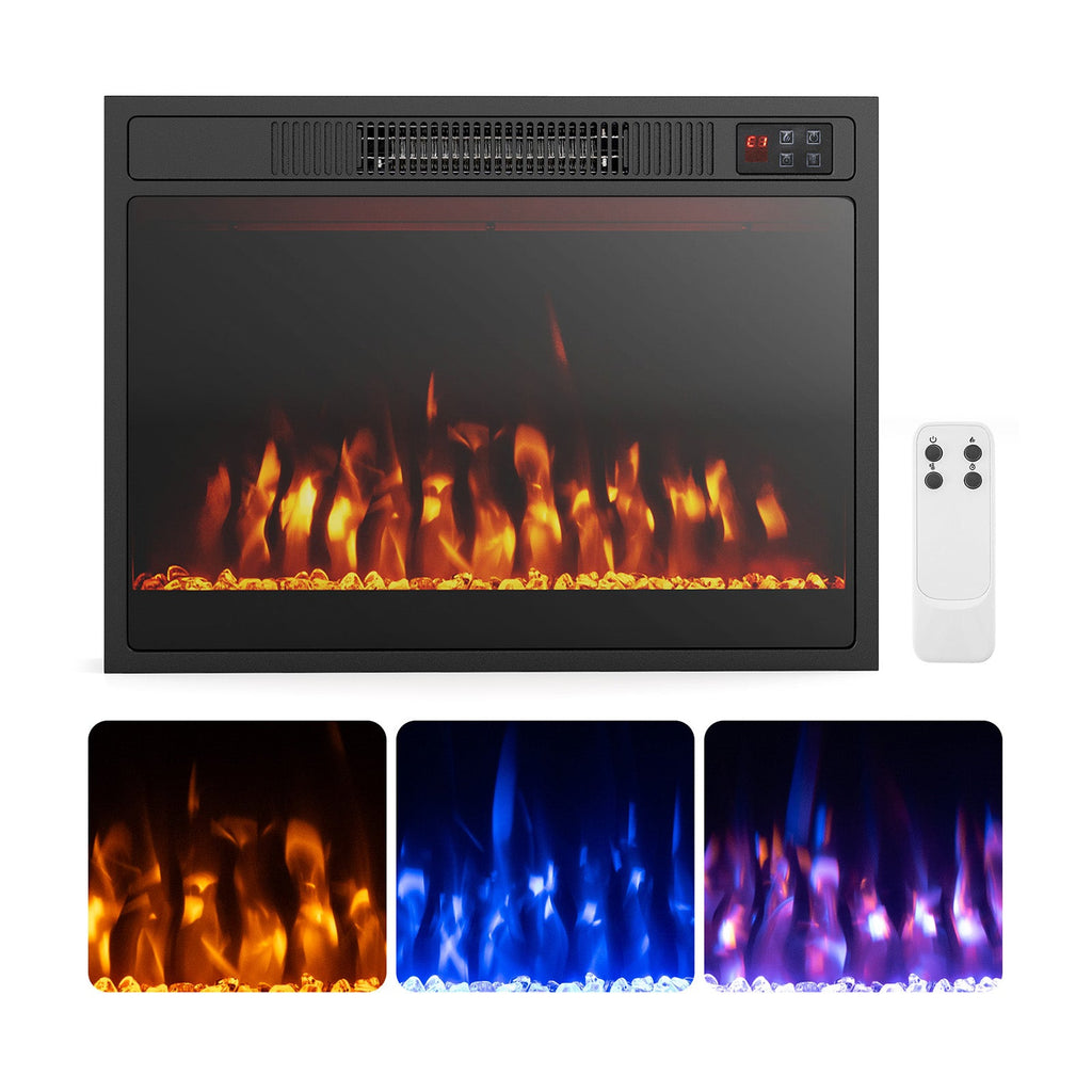 23 Inches 750W/1500W Electric Fireplace Heater with Adjustable Flame Color and Brightness