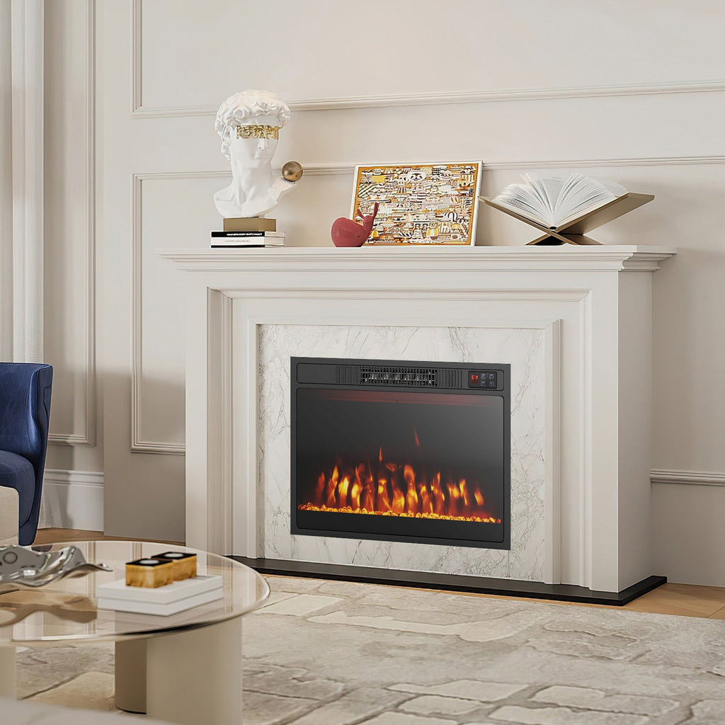 23 Inches 750W/1500W Electric Fireplace Heater with Adjustable Flame Color and Brightness