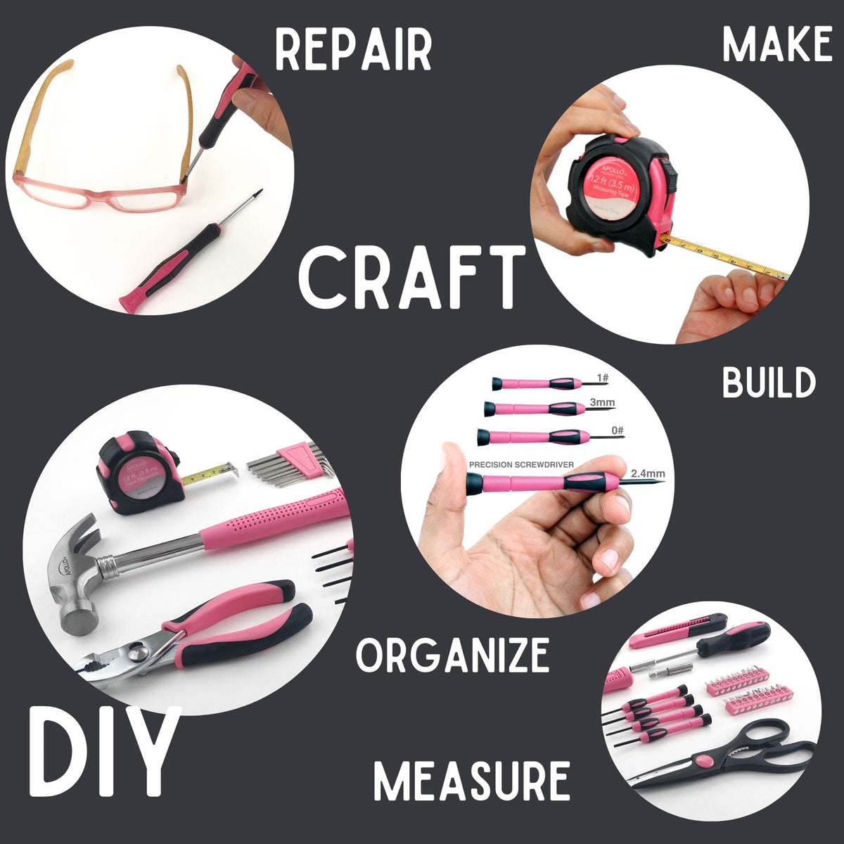 39 Piece General Tool Set Pink - DT9706P
