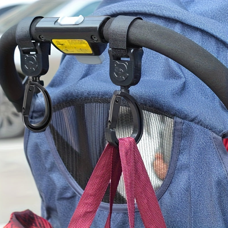 2-Pack PVC Stroller Hooks – Closed Swivel Hangers for Diaper Bags, Shopping & Accessories | Multi-Functional Stroller Bag Hooks, Gift for New Parents