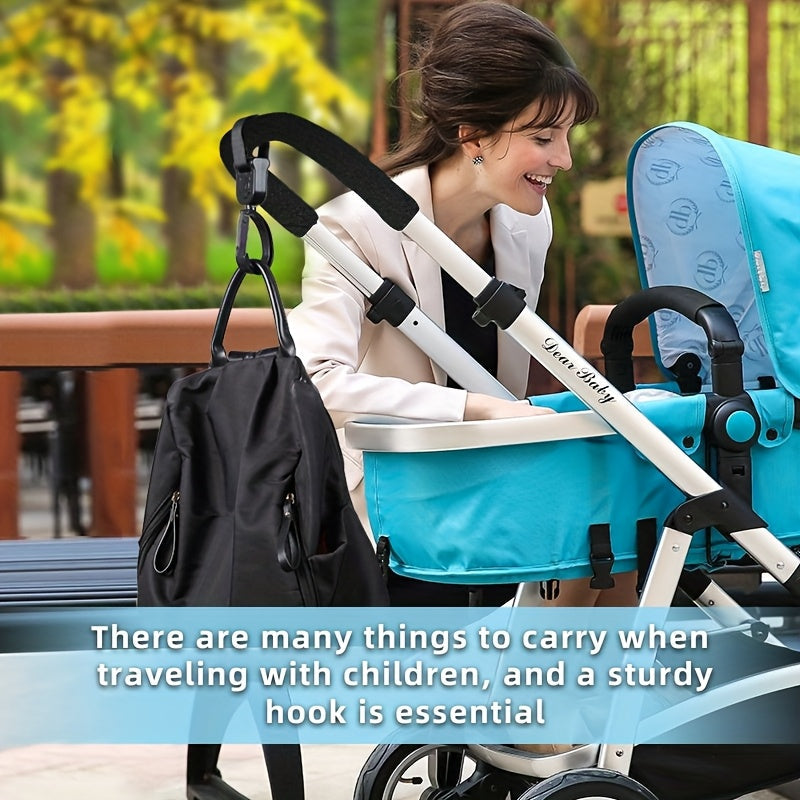 2-Pack PVC Stroller Hooks – Closed Swivel Hangers for Diaper Bags, Shopping & Accessories | Multi-Functional Stroller Bag Hooks, Gift for New Parents