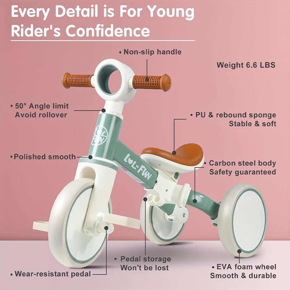 Toddler Balance Bike for Ages 10 Months–4 Years | No-Pedal Training Bike, Plastic Wheels, Boys & Girls