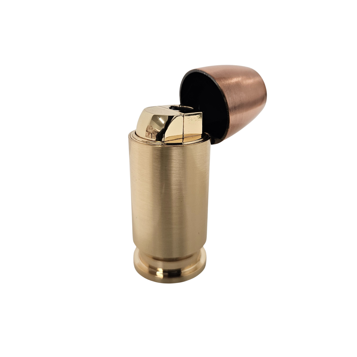 Hollow Point Bullet-Shaped Torch Lighter, 3-Inch, Blue Flame, Butane Refillable, Brass and Copper