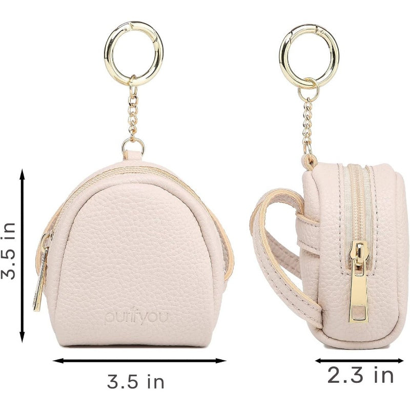 Premium Leather Pacifier & Nipple Shield Case - 2-Pack Black & Beige | Zipper Pacifier Holder for Diaper Bag & Stroller