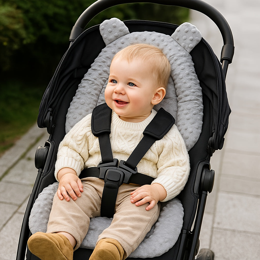 1-Pack Plush Stroller Liner – Universal Fit Breathable Polyester Stroller Seat Cover (Grey/Blue/Pink)