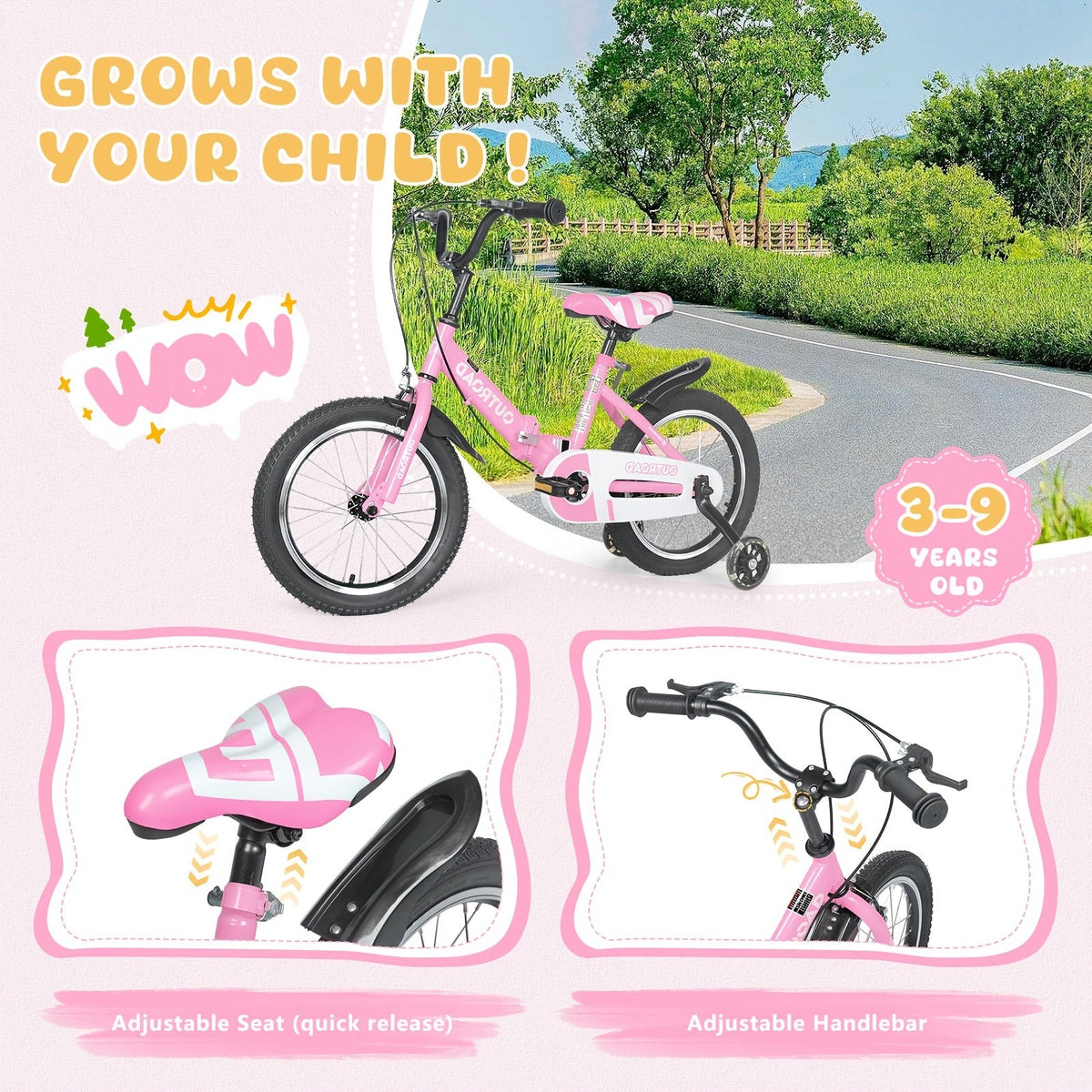 14-Inch Folding Kids Bike with Training Wheels — Classic Unisex, Adjustable Seat & Handlebars, Coaster Brakes, Iron Carbon Alloy Frame (Ages 3–9)