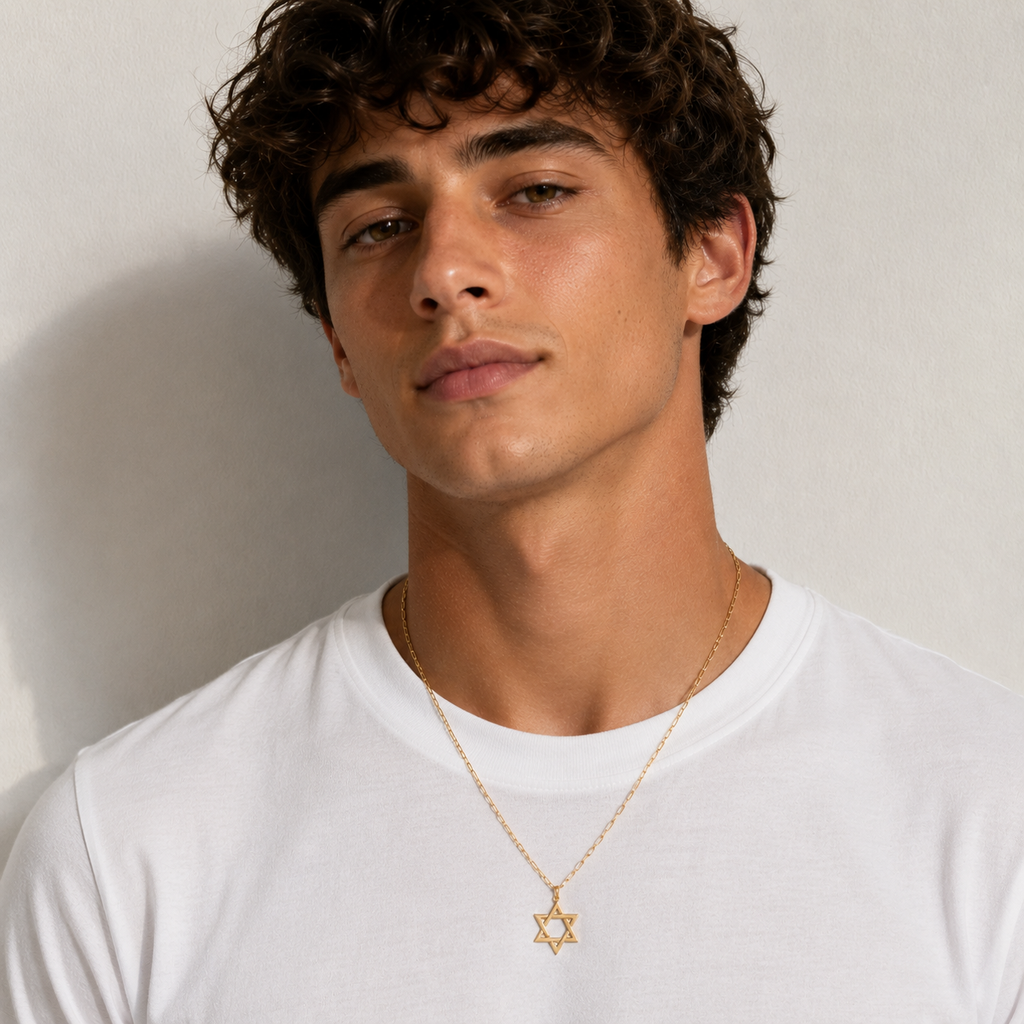 Jordan Star of David Paperclip Necklace