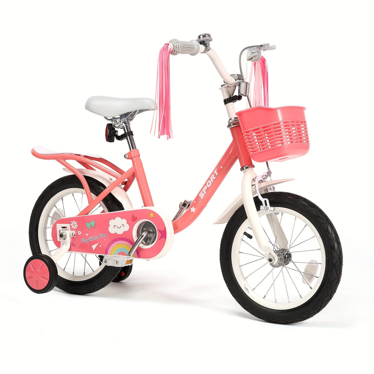 12-Inch Kids Bike for Ages 2-5 - Pink Toddler Bicycle with Training Wheels, Basket & Hand Brake