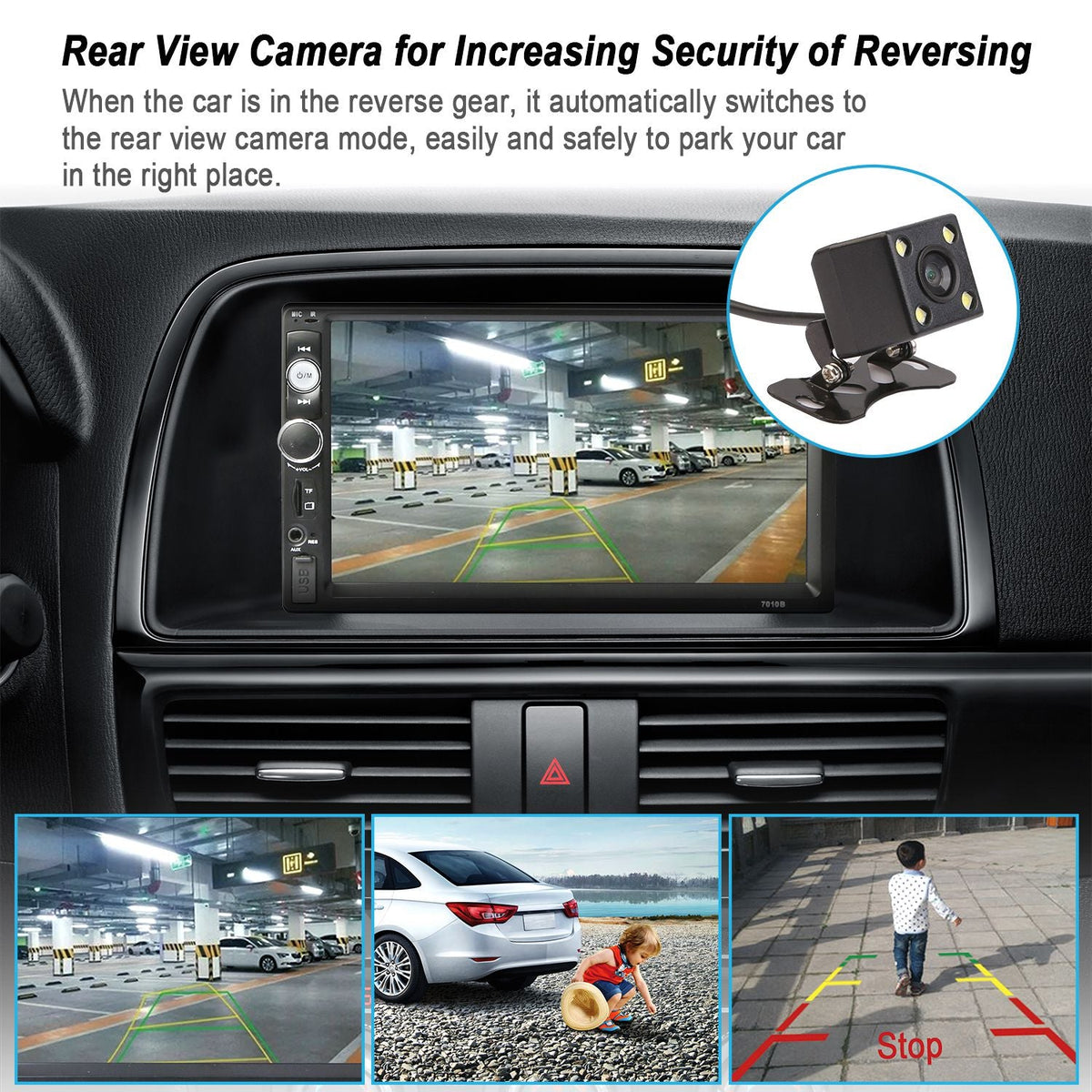 7-Inch Touchscreen Car Stereo with Bluetooth & Backup Camera