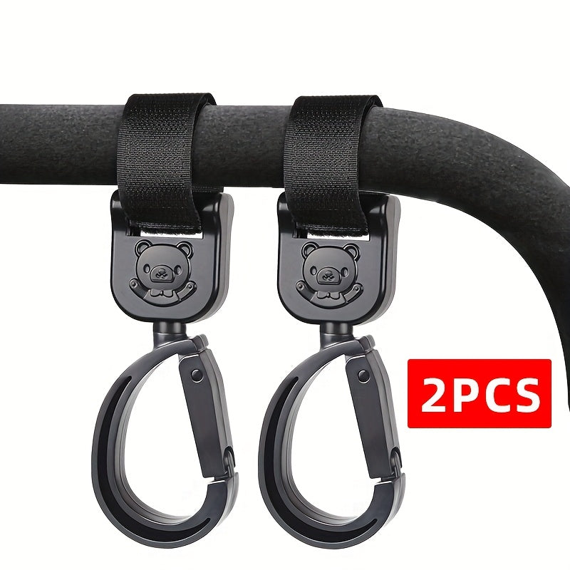 2-Pack PVC Stroller Hooks – Closed Swivel Hangers for Diaper Bags, Shopping & Accessories | Multi-Functional Stroller Bag Hooks, Gift for New Parents