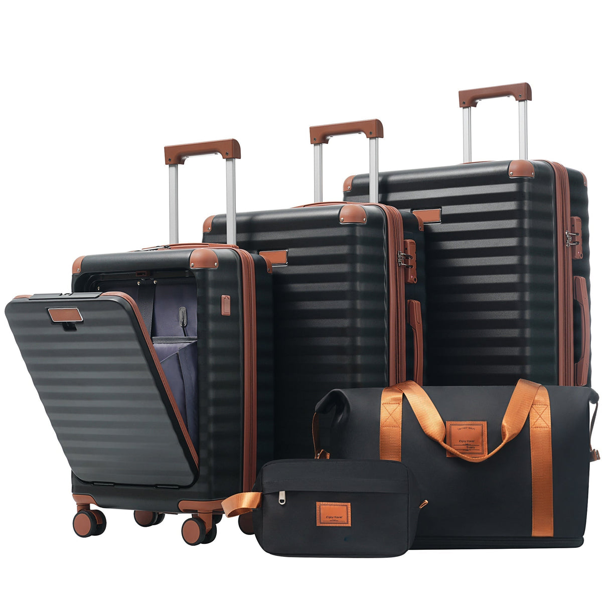 Deluxe 5-Piece Hard-Side Luggage Set with USB and TSA Locks
