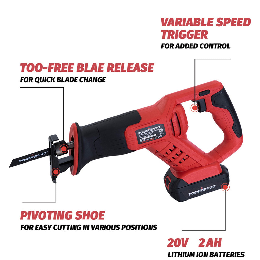 20V Cordless Reciprocating Saw w/ 2.0Ah Battery & Charger PS76415A