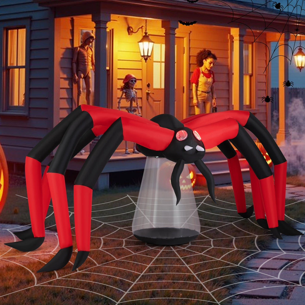 Halloween Inflatable Spider Blow Up Yard Scary Spider with Red Tunnel Light Eyes