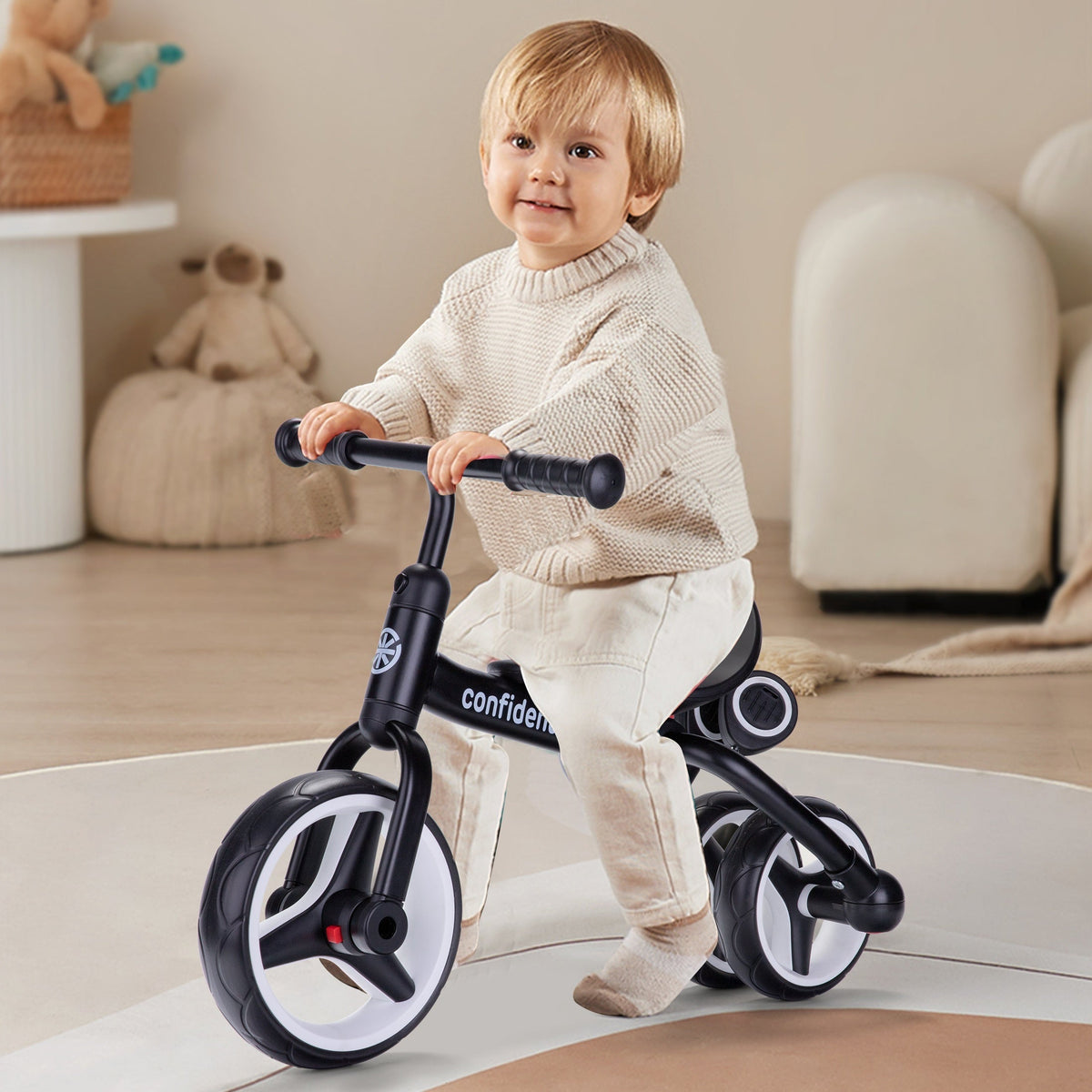 4-in-1 Folding Toddler Balance Tricycle – Convertible Pedal & Balance Bike for Ages 2+, Removable Pedals, One-Button Fold, Adjustable Seat & Handlebars – Unisex Birthday Gift