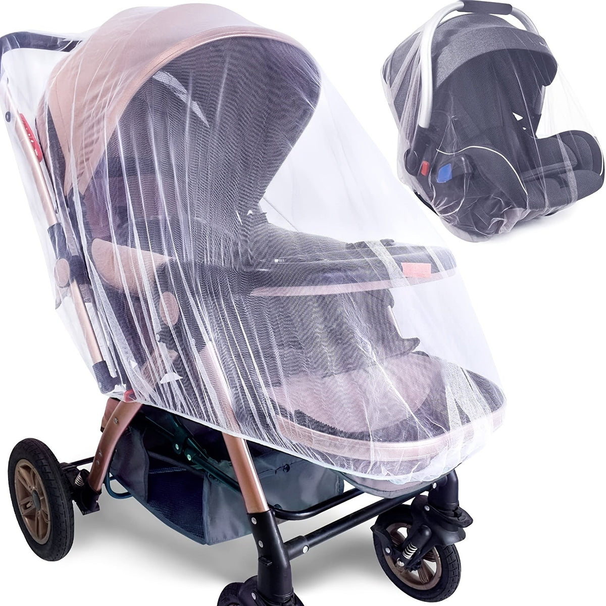 Universal Stroller Mosquito Net - Breathable Baby Bug Net for Strollers, Bassinets, Cradles, Playards & Pack 'n Plays (White)