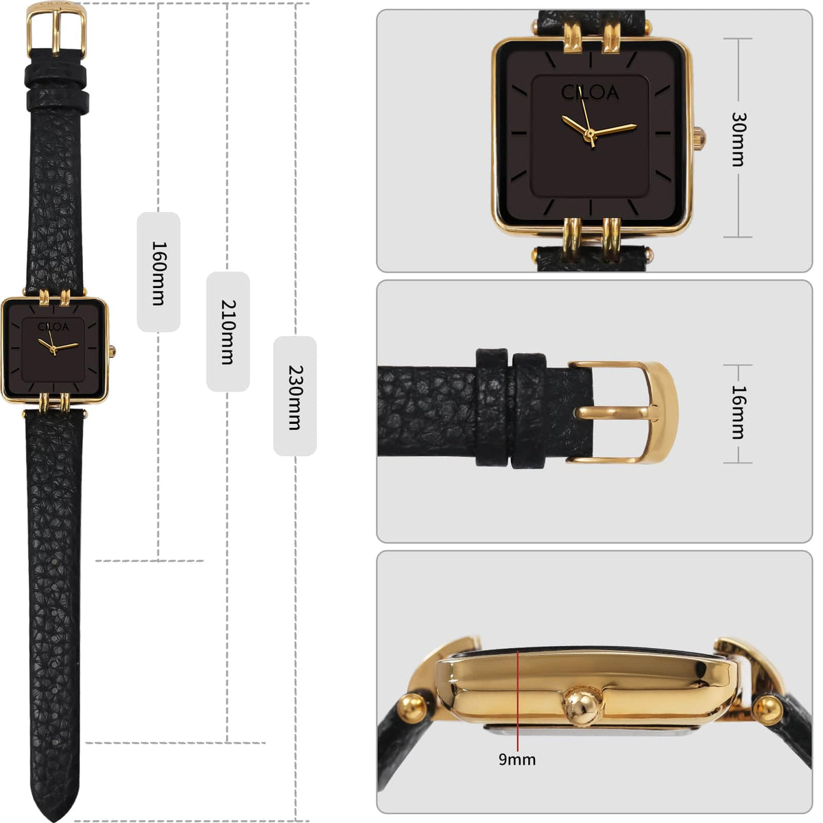 Women's Leather Strap Watch Dainty Elegant Gold Watches for Women Classic Casual Fashion Square Ladies Watch Gifts Present for Her