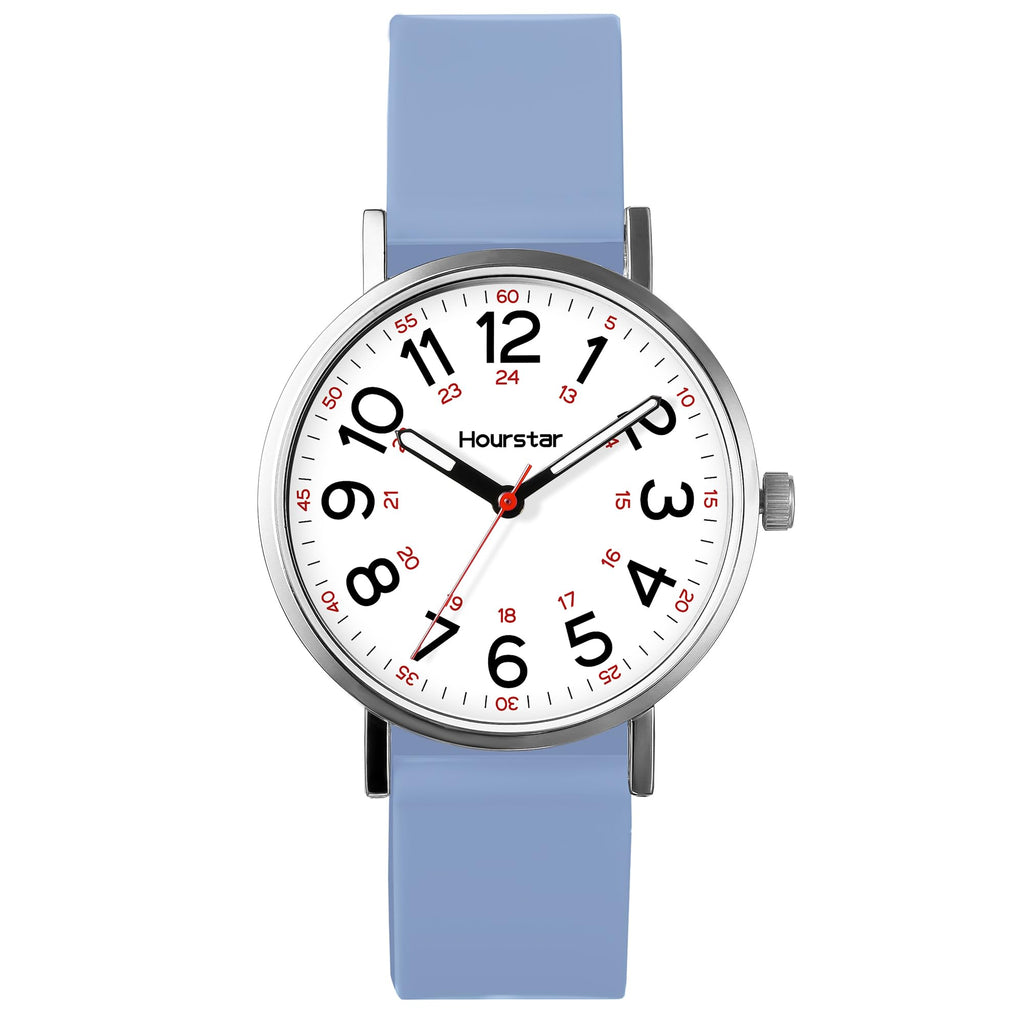 Women's Analog Nurse Watch with Second Hand for Nursing, 12/24 Time, Silicone Band, Easy Read