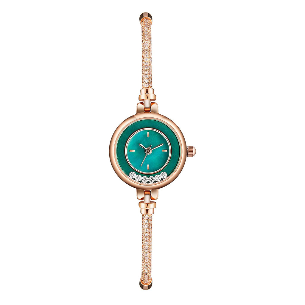 TIME100 Women's Bracelet Watches Ladies Quartz Wrist Watch with Green Dial Bezel with Crystals in Movement Bracelet Strap with Diamonds Waterproof