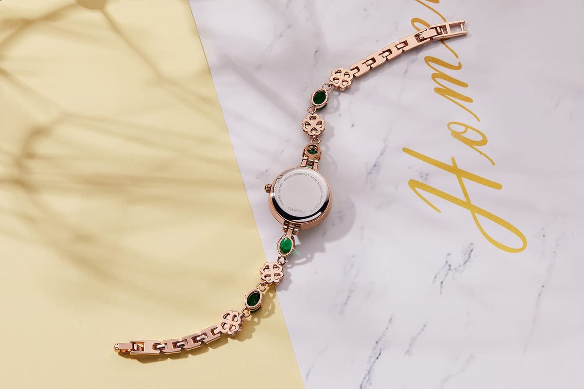 TIME100 Women's Bracelet Watches Ladies Quartz Wrist Watch with Green Dial Bezel with Crystals in Movement Bracelet Strap with Diamonds Waterproof