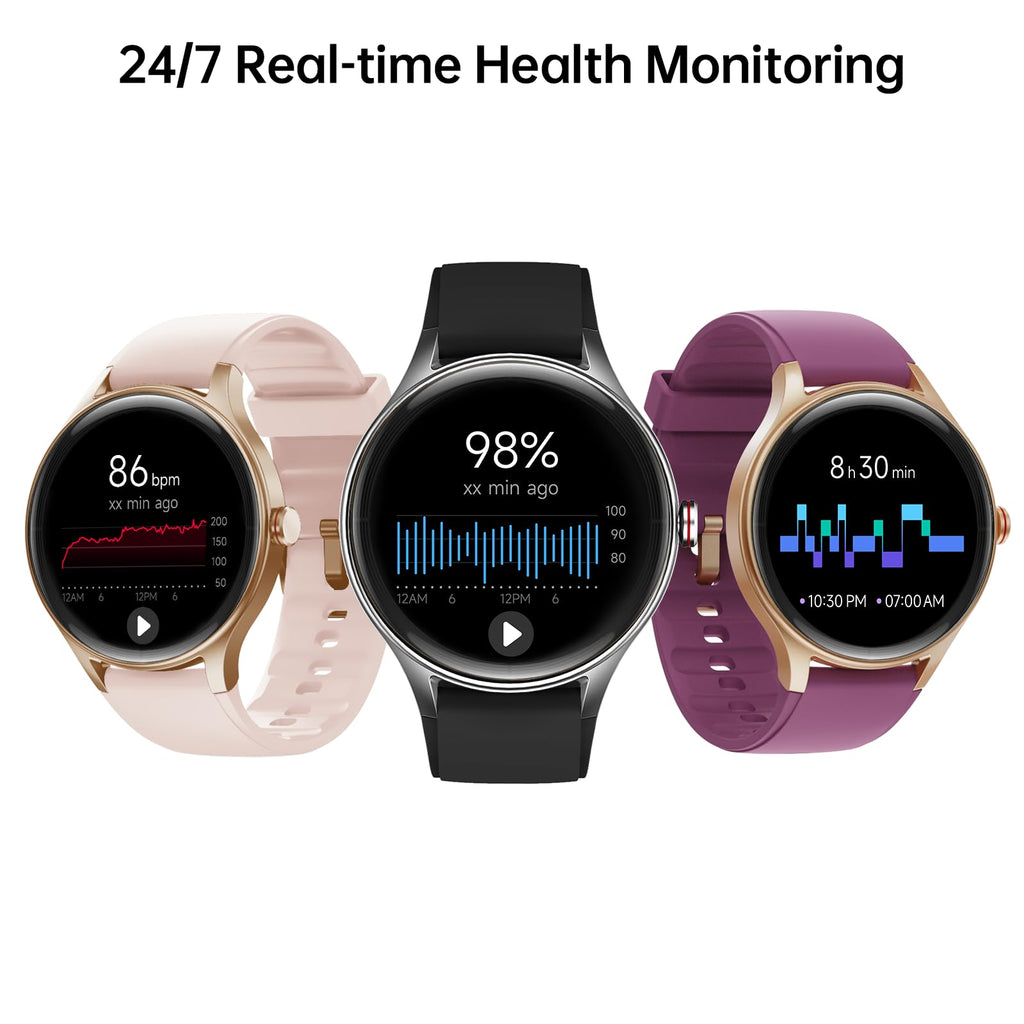 Woneligo Smart Watch for Women,1.57inch AMOLED Touchscreen Fitness Watch for iPhone & Android,Heart Rate/Sp02/Sleep Monitor,110+ Sport Modes IP68 Waterproof Bluetooth Calls,2 Bands (Pink, 1.57)