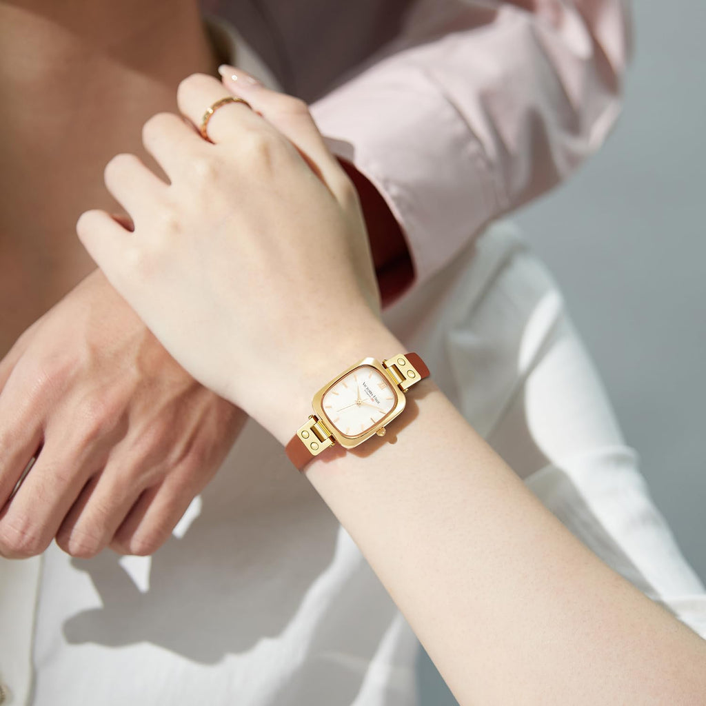 VICTORIA HYDE Dainty Women's Wrist Watch, Rectangle Watches for Women, Womens Watch with Stainless Steel Bracelet or Leather Band