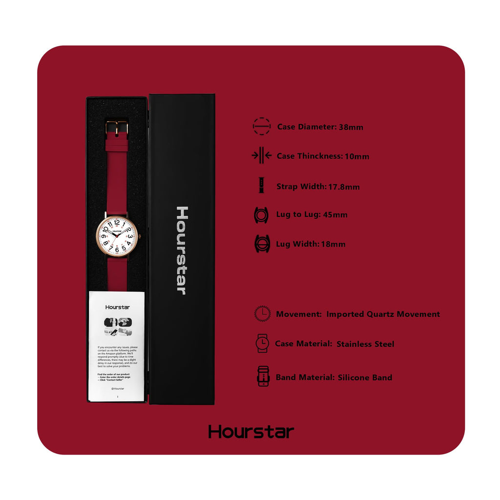 Women's Analog Nurse Watch with Second Hand for Nursing, 12/24 Time, Silicone Band, Easy Read