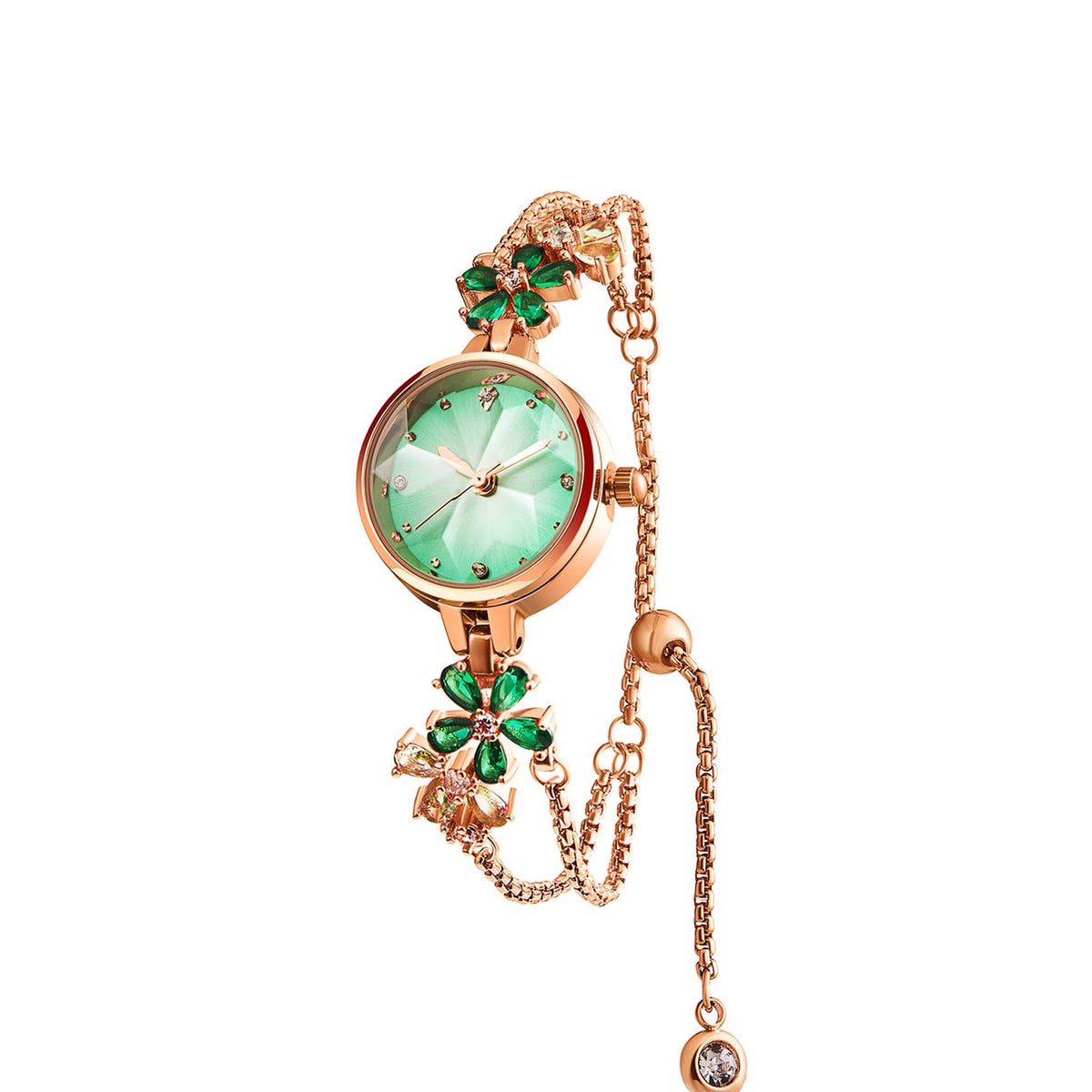 TIME100 Women's Bracelet Watches Ladies Quartz Wrist Watch with Green Dial Bezel with Crystals in Movement Bracelet Strap with Diamonds Waterproof