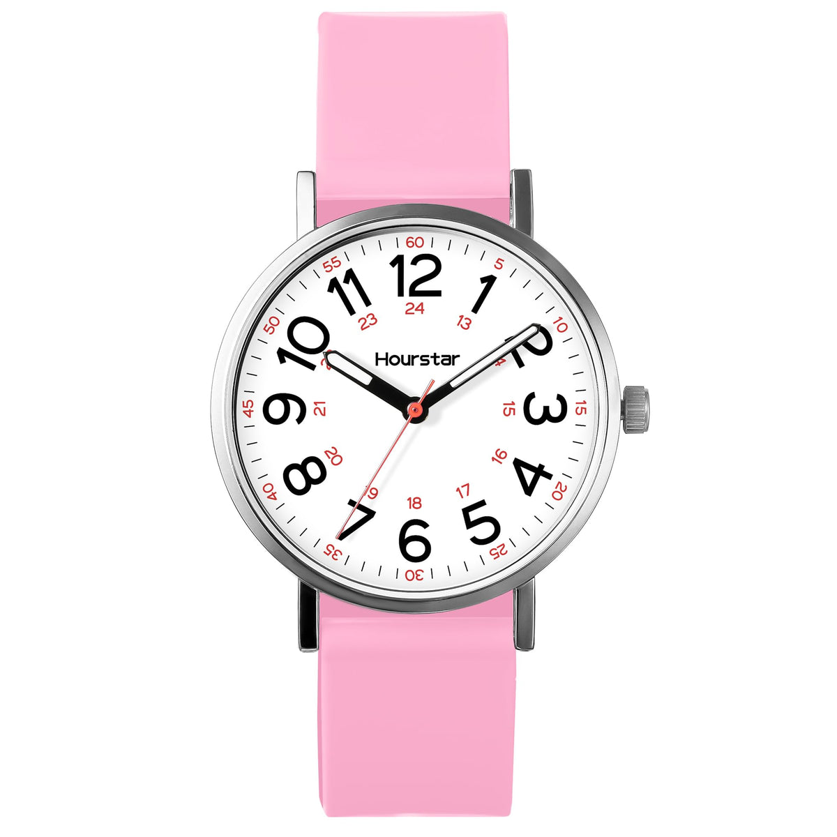 Women's Analog Nurse Watch with Second Hand for Nursing, 12/24 Time, Silicone Band, Easy Read