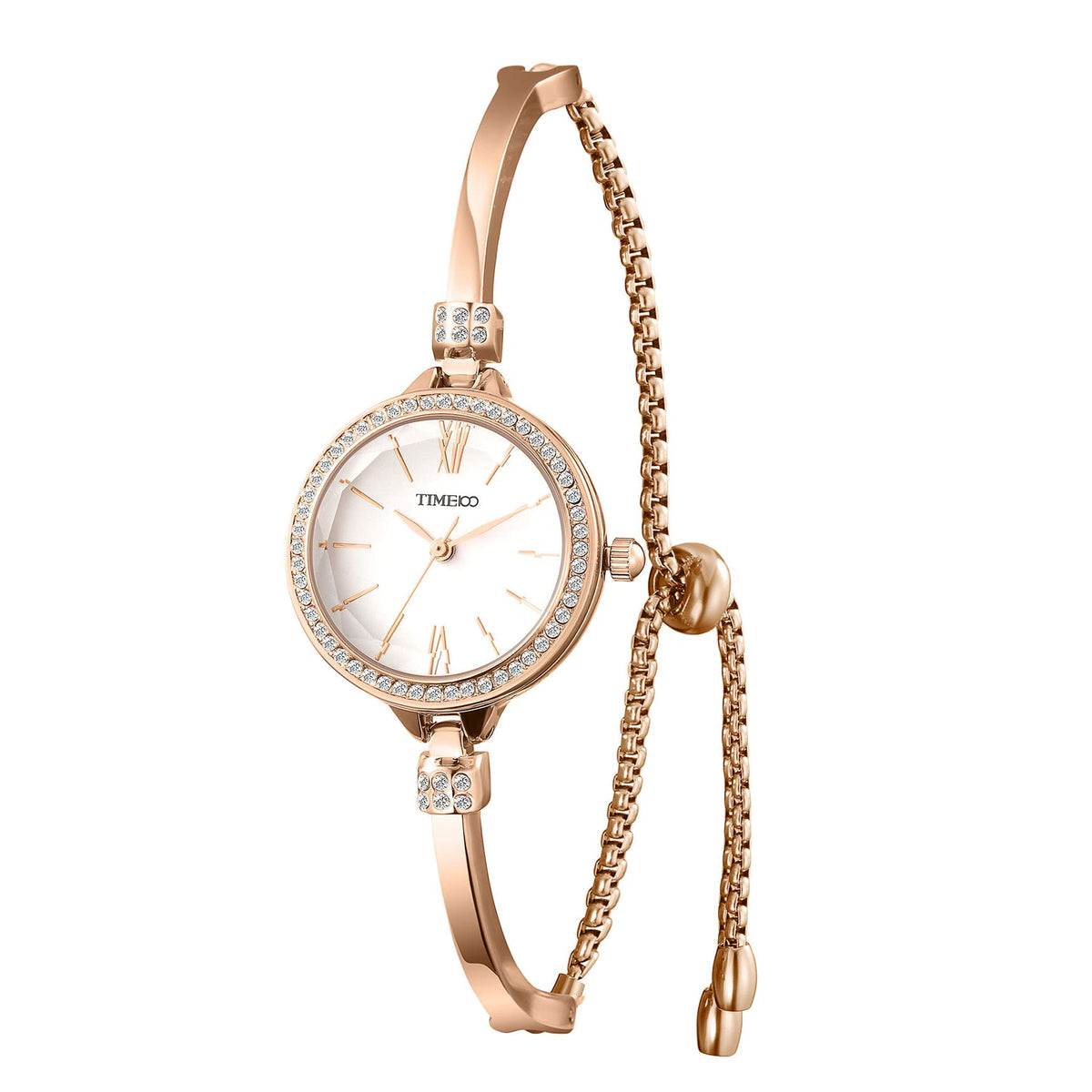 TIME100 Women's Bracelet Watches Ladies Quartz Wrist Watch with Green Dial Bezel with Crystals in Movement Bracelet Strap with Diamonds Waterproof