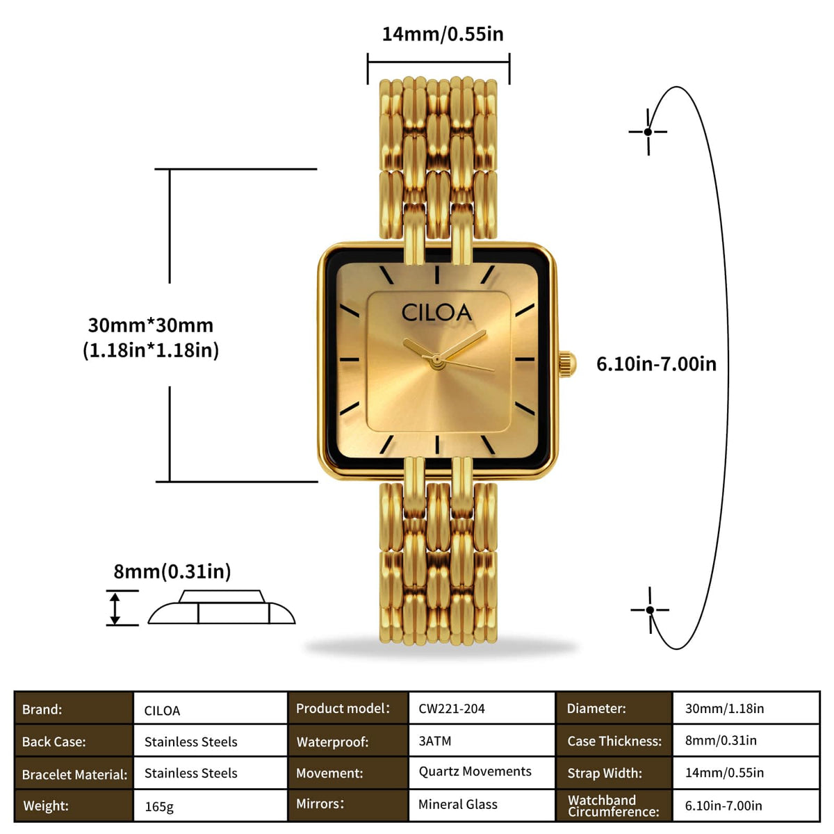 Women's Leather Strap Watch Dainty Elegant Gold Watches for Women Classic Casual Fashion Square Ladies Watch Gifts Present for Her
