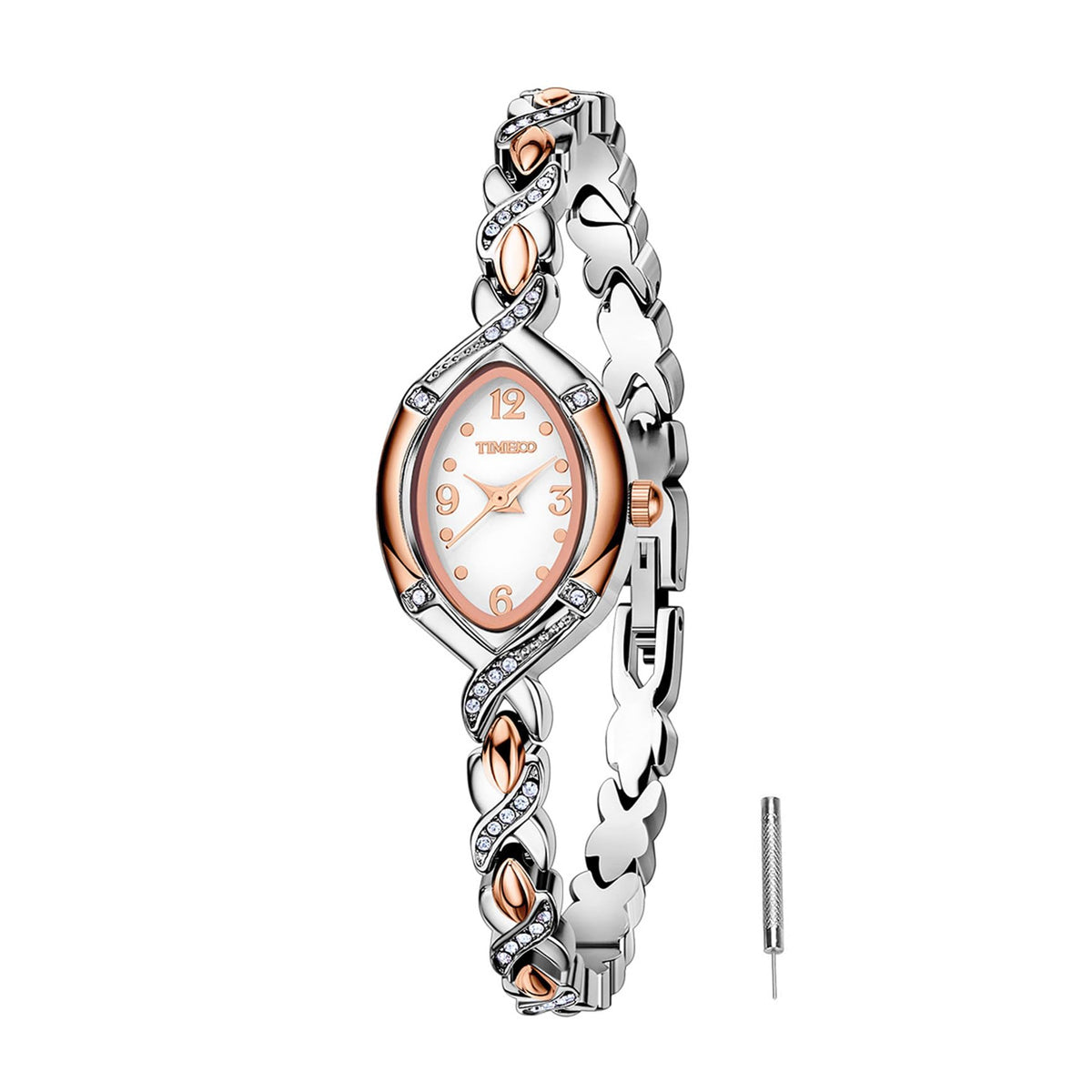 TIME100 Women's Bracelet Watches Ladies Quartz Wrist Watch with Green Dial Bezel with Crystals in Movement Bracelet Strap with Diamonds Waterproof
