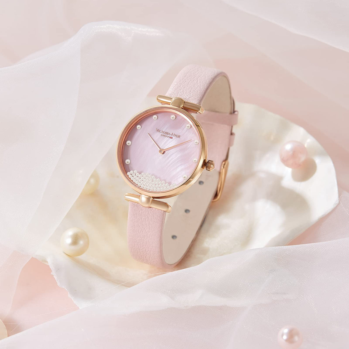 VICTORIA HYDE Women's Watch Sets Silver Ladies Watch with Mother of Pearl Dial Wrist Watch Bangle Set