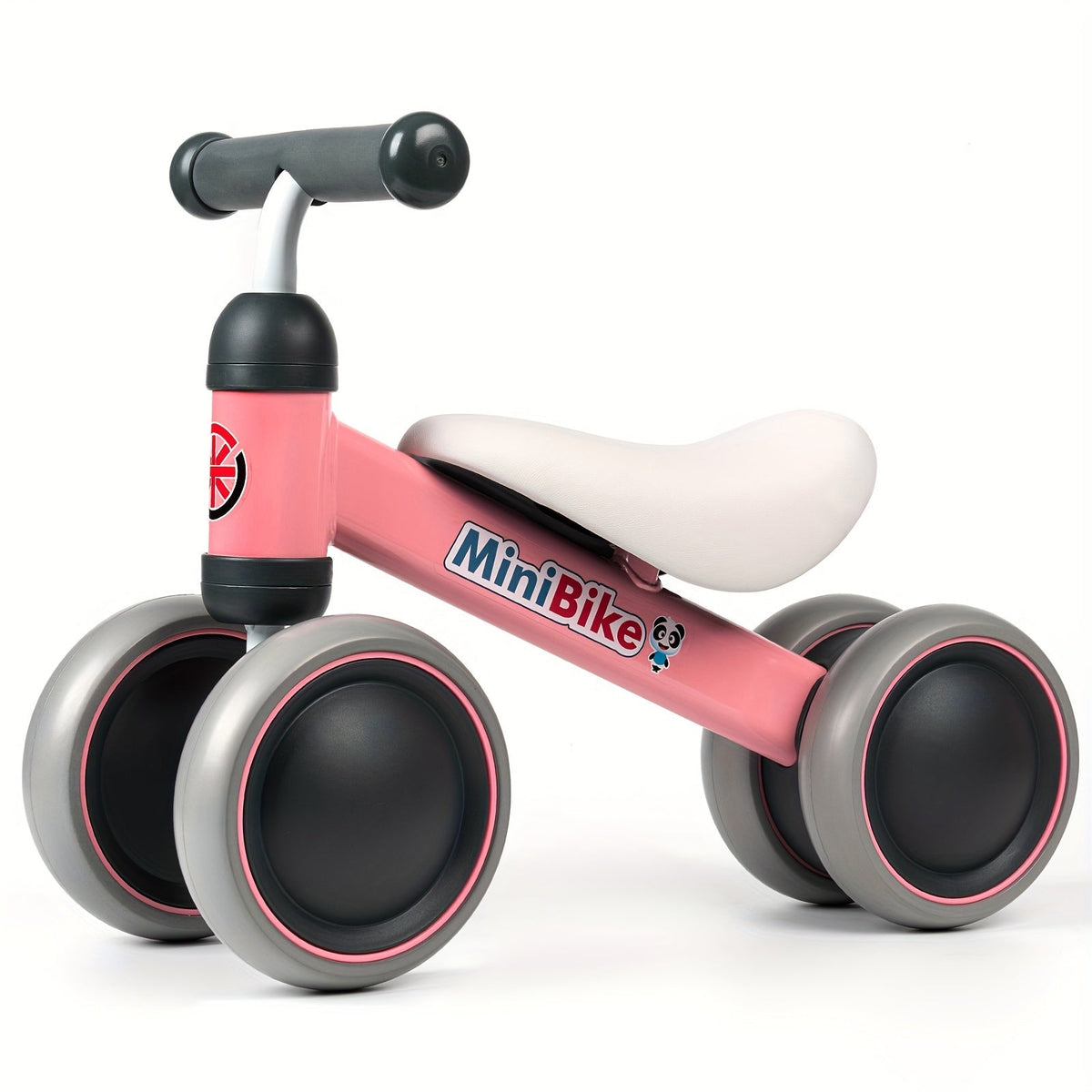 Baby Balance Bike for 12-24 Month Toddlers - No-Pedal Toddler Bike with 4 Silent EVA Wheels, Carbon Steel Frame, Pink - First Birthday Gift