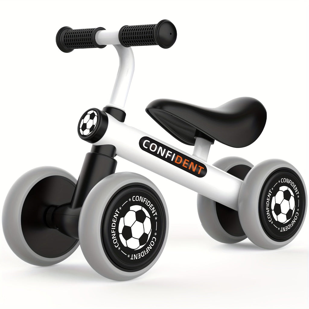 Balance Bike for Toddlers 12–36 Months (1–3 Years) — Alloy Steel Frame, No Pedals, Linear Brake & Quiet Wheels, Easy Assembly, Black — First Birthday Gift