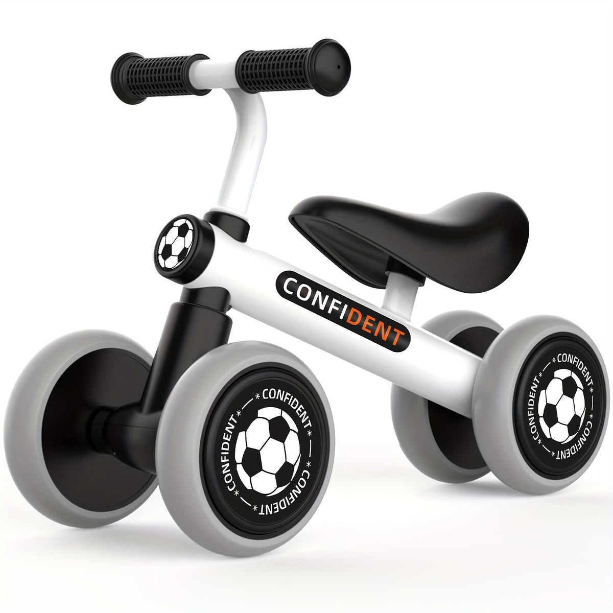 Balance Bike for Toddlers 12–36 Months (1–3 Years) — Alloy Steel Frame, No Pedals, Linear Brake & Quiet Wheels, Easy Assembly, Black — First Birthday Gift