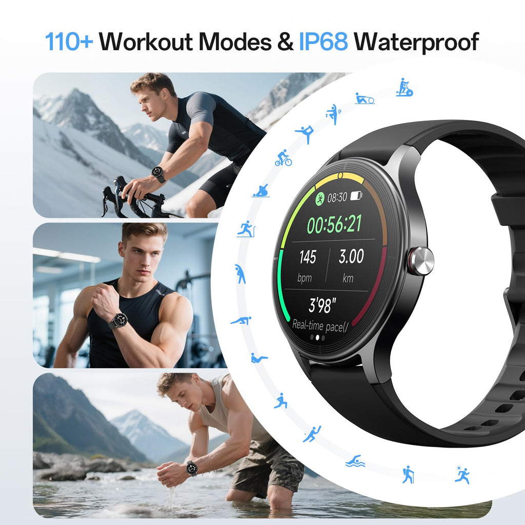 Woneligo Smart Watch for Women,1.57inch AMOLED Touchscreen Fitness Watch for iPhone & Android,Heart Rate/Sp02/Sleep Monitor,110+ Sport Modes IP68 Waterproof Bluetooth Calls,2 Bands (Pink, 1.57)