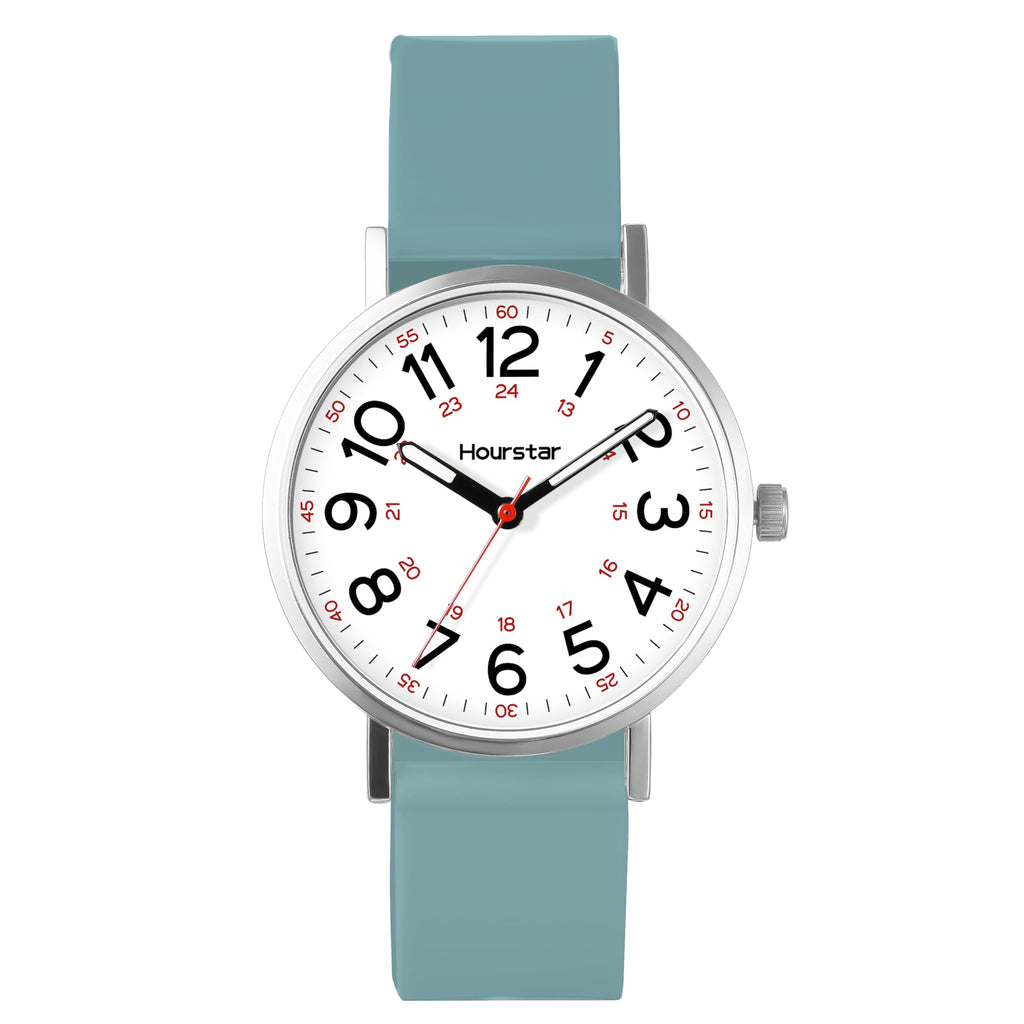 Women's Analog Nurse Watch with Second Hand for Nursing, 12/24 Time, Silicone Band, Easy Read
