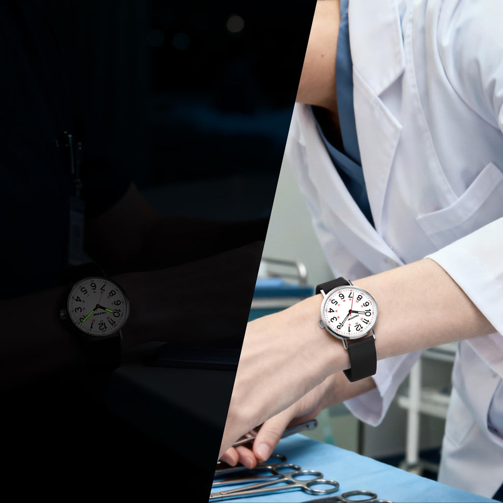 Women's Analog Nurse Watch with Second Hand for Nursing, 12/24 Time, Silicone Band, Easy Read
