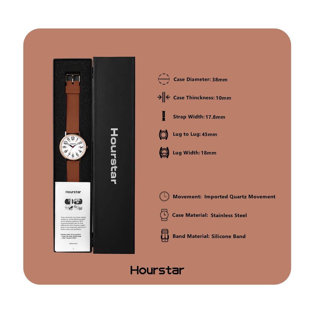 Women's Analog Nurse Watch with Second Hand for Nursing, 12/24 Time, Silicone Band, Easy Read
