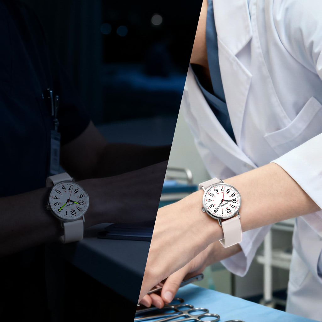 Women's Analog Nurse Watch with Second Hand for Nursing, 12/24 Time, Silicone Band, Easy Read